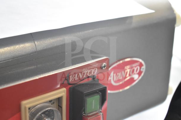 Avantco MX10H commercial dough mixer close-up, showing control panel with Avantco branding, in new condition.