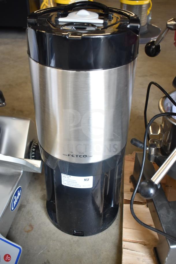 BRAND NEW Fetco L4D-15 Luxus 1.5 Gallon Stainless Steel Coffee Server with stand, scratch and dent, NSF certified.