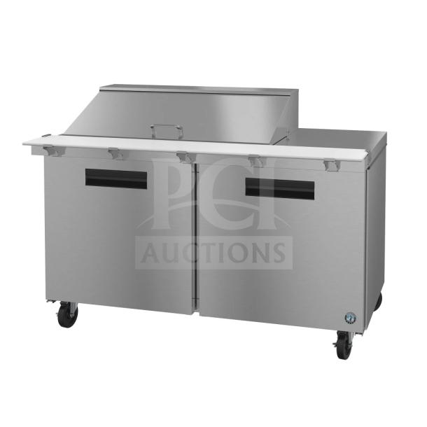Brand new 2022 Hoshizaki SR60B-18MFC 60" Steelheart Mega Top prep table, refrigerated base, 115V, 1 phase, slight scratches.