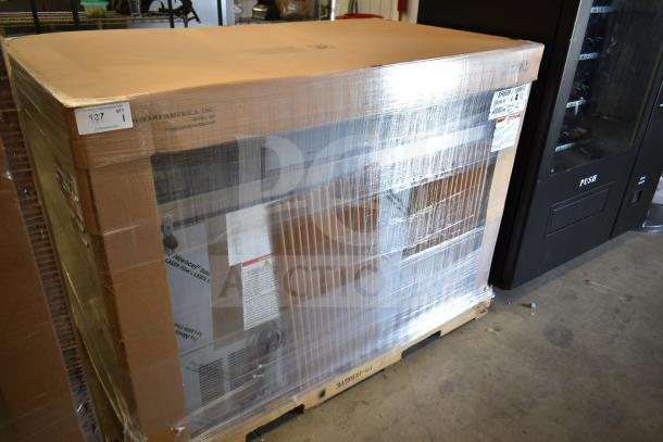 Brand new Hoshizaki SR60B-18MFC 60" Steelheart prep table in packaging, features refrigerated base, 115V, 1 phase.
