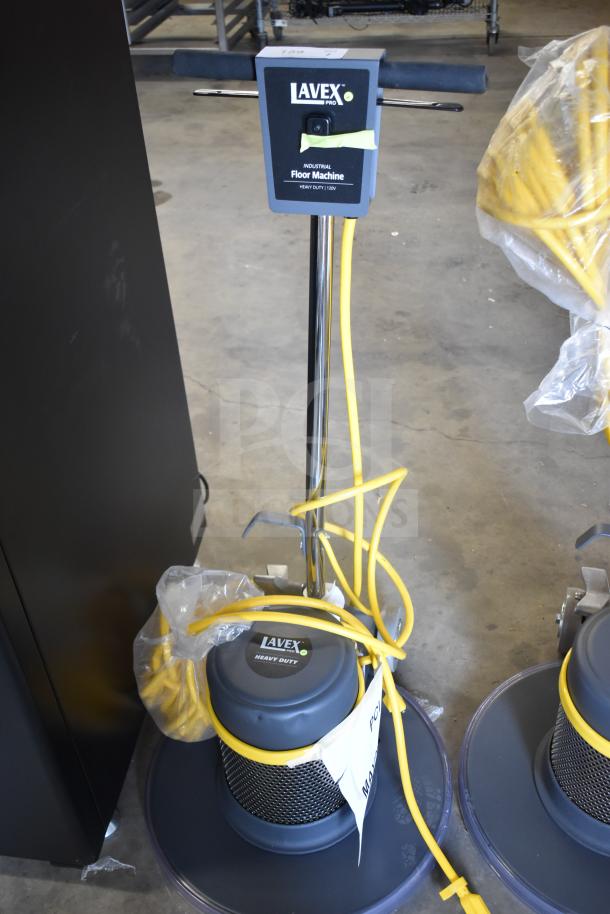 Brand new Lavex Pro 978LPS20S 20" heavy-duty floor machine, 175 RPM, 120V, single speed, with yellow power cord.