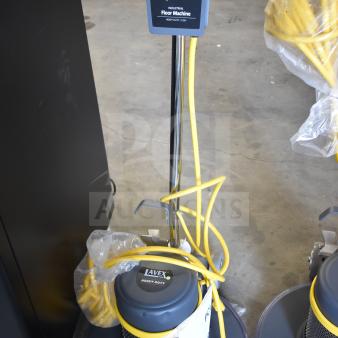 Brand new Lavex Pro 978LPS20S 20" heavy-duty floor machine, 175 RPM, 120V, single speed, with yellow power cord.