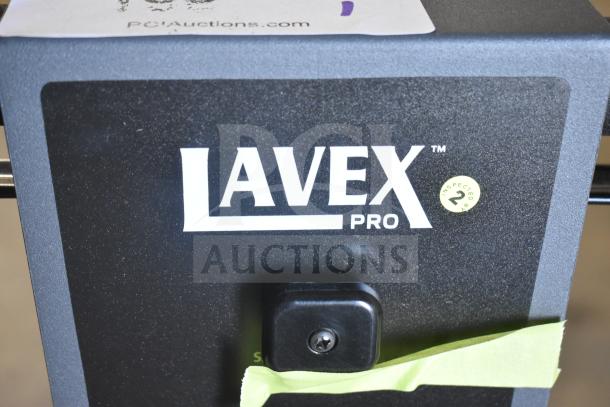 Brand new Lavex Pro 978LPS20S 20" heavy-duty rotary floor machine, 175 RPM, 120V, inspection sticker visible.