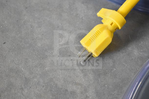 Yellow power cord for Lavex Pro 978LPS20S rotary floor machine, suitable for 120V, 1 phase connectivity.