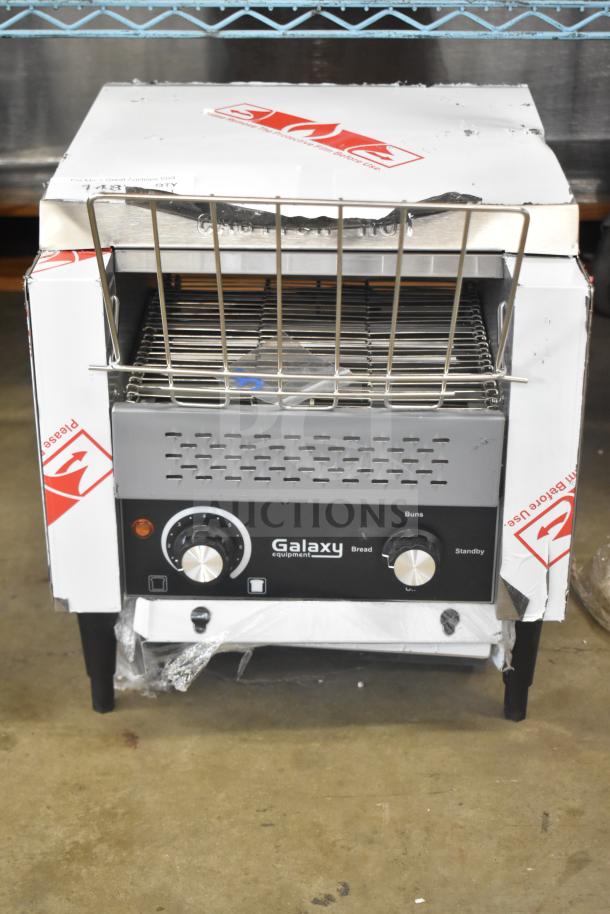 Brand new Galaxy 177GCT10 commercial conveyor toaster with 3" opening, 120 volts, 1 phase. Scratch and dent condition.