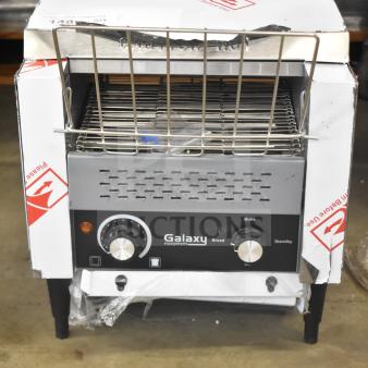 Brand new Galaxy 177GCT10 commercial conveyor toaster with 3" opening, 120 volts, 1 phase. Scratch and dent condition.