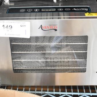 Brand new Galaxy 177LT06A 6 tray stainless steel food dehydrator with glass door, minor scratches; 120V, 1 phase.