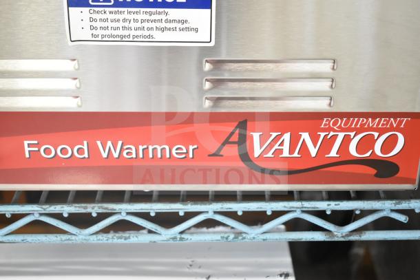 Avantco 177W50 full-size electric food warmer, 12" x 20", brand new, 120V, 1 phase, with protective label and usage instructions.