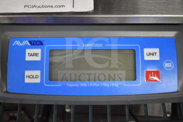 Brand new AvaTek 334PCOS20 20 lb. digital portion control scale, NSF certified, with tare and hold functions.