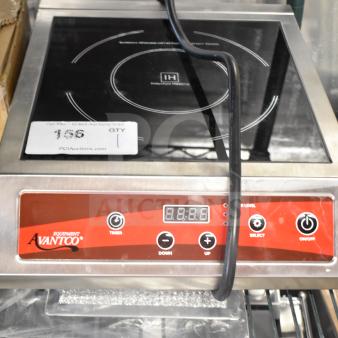 Brand new Avantco 177IC3500 countertop induction cooker; 208-240V, 1 Phase. Control panel with digital display. Scratch and dent.