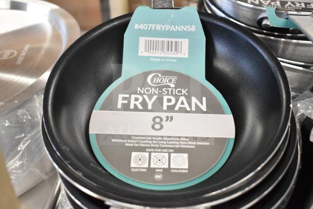 Choice 8" non-stick fry pan, aluminum alloy, Whitford Xylan coating, label shows #407FRYPANNS8, new condition.