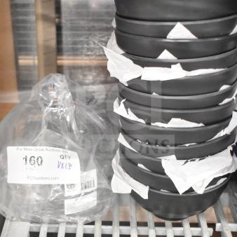 13 brand new scratch and dent items, including stacked black bowls and American Metalcraft LFTD8 clear dome cover.