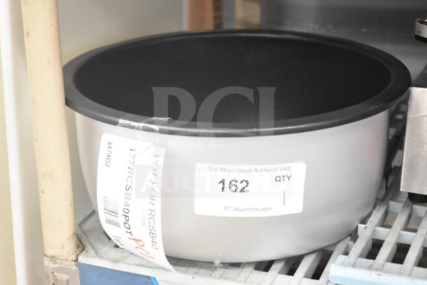 Brand new Avantco 177RCSB40POT, 40-cup non-stick pot, minor scratches, for RCSB40 rice cooker. Label indicates model.