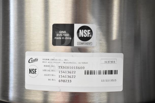 Curtis TXSG0101S600 ThermoPro insulated server, 1-gallon, NSF-certified. Serial No: 15413622. Scratch and dent, new condition.