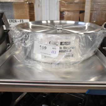 3 new items: Choice 18 Qt. aluminum brazier, Baker's Lane full-size aluminum sheet pan, both pristine condition.