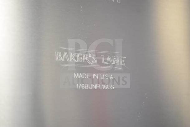 Engraved Baker's Lane logo with "Made in U.S.A." and model "176BUNFL16US" on aluminum surface.