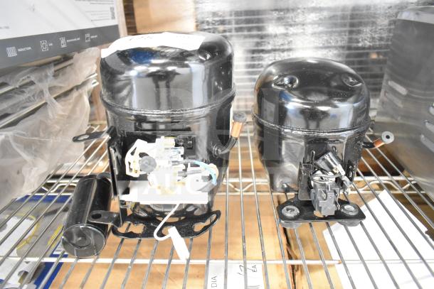Two brand new Avantco compressors, models 17816586 and 17817638, for CPSS and CPW series, 115V, R290, scratch and dent condition.