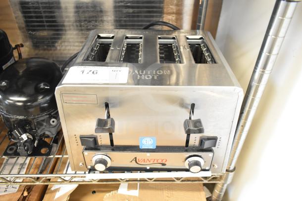 Avantco 4-slice commercial toaster, model 184THD27208, brand new, scratch and dent, wide slots, 208V, 1 phase.