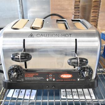 Hatco TPT-208 4 Slice Commercial Toaster, 1 1/4" slots, 208V, brand new with minor scratches, caution-hot label.