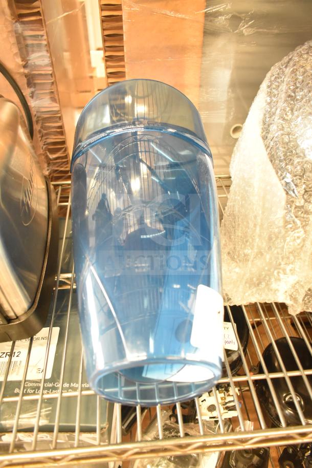 BRAND NEW San Jamar SI9000 Saf-T-Ice Ice Scoop Holder, 64-86 oz. capacity, minor scratches, on metal shelving.