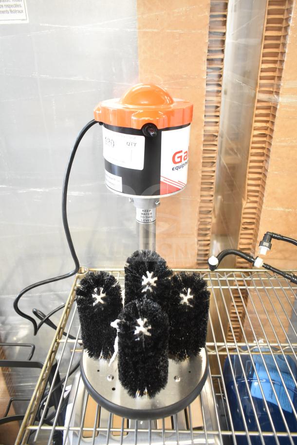 Brand new Galaxy 177GLXYGW upright glass washer, scratch and dent, five brushes, 120V, 1 phase, electric model.