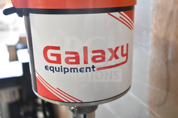BRAND NEW Galaxy 177GLXYGW Upright Five Brush Electric Glass Washer, 120V, 1 Phase, slight dents, labeled "Galaxy equipment."