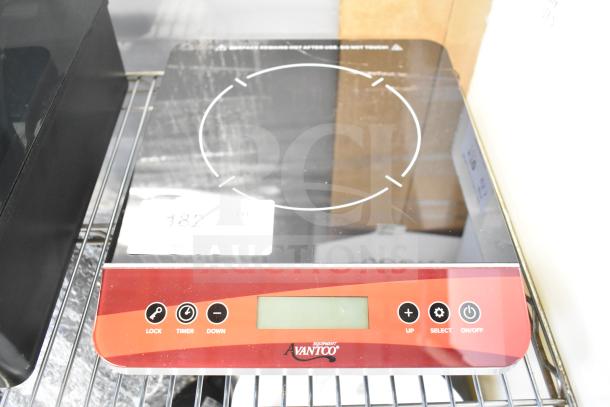 BRAND NEW Avantco 177ICBTM20 Countertop Induction Range, 120V, 1 Phase, with scratch and dent, digital controls visible.