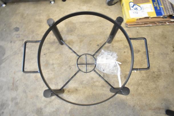 Acopa 6 Qt. Wrought Iron Pillar Round Chafer Stand, brand new, durable black iron construction, scratch and dent sale.