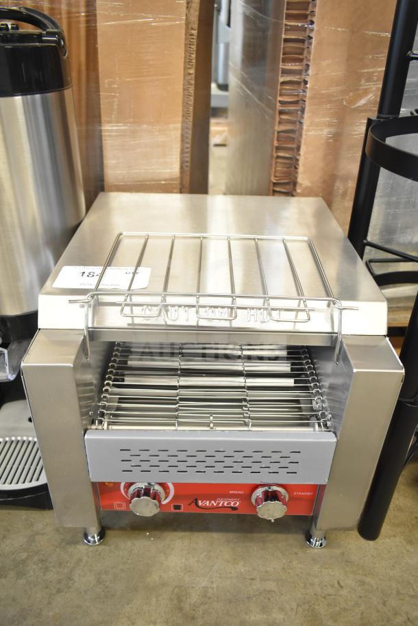 Brand new Avantco T140 conveyor toaster, 10" wide, 3" opening, 120V, 1750W, 300 Slices/Hour. Scratch and dent condition.