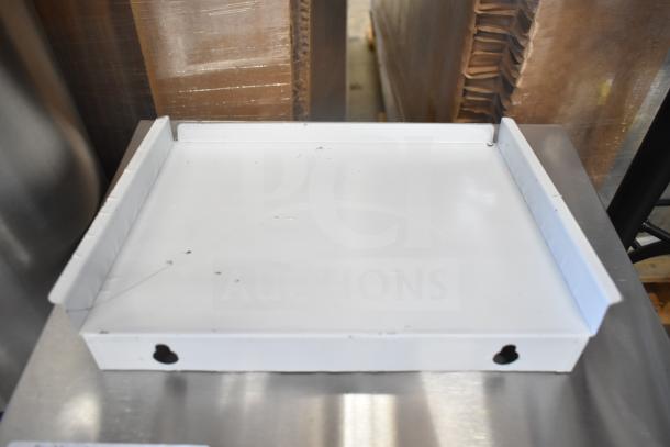 Avantco T140 conveyor toaster drip tray, white metal, slight scratches. Designed for 10" wide toaster use.