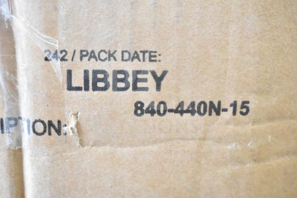 Cardboard box detail showing the text: "Pack Date: Libbey 840-440N-15."