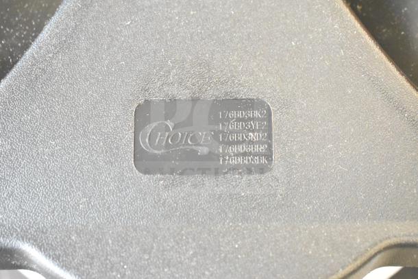 Close-up of a "Choice" label on a black textured surface, displaying numbers: 176BD35K2, 176BD3YE2, 176BD3ND2, 176BD38K2, 176BD13BK.
