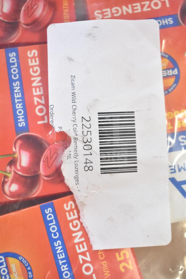 Zicam Wild Cherry Cold Remedy Lozenges, 600/Case, barcode 22530148, visible label with cherries and "Shortens Colds."