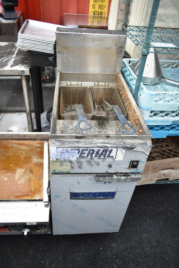 Imperial IFS-40-E commercial electric deep fryer, 208V, 3 phase, used condition with visible signs of wear.