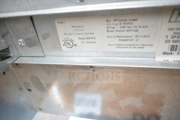 13-piece lot including BSQ60TVJ Branch Box, fire damper, Greenheck parts. UL label indicates certified fire safety standard.