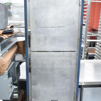 Metro C539-HDS-4-BU heated holding cabinet on casters, worn condition. Visible labels indicate 120V, 1 Phase.