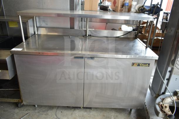 True TWT-60 Commercial 2 Door Work Top Cooler, stainless steel, includes shelf, model TWT-60, 115 volts, 1 phase.