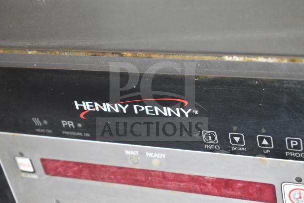 2020 Henny Penny PFG-691 Computron 8000 fryer, natural gas, 80,000 BTU, pressure operation, commercial casters, control panel details.