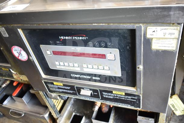 2020 Henny Penny PFG-691 Computron 8000 pressure fryer with digital display, natural gas, on commercial casters, 80,000 BTU.