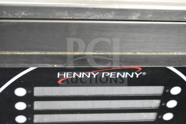 2020 Henny Penny PXE-100 commercial electric pressure fryer with visible brand logo. 208V, 3-phase, on casters.