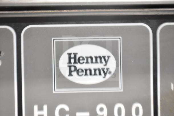 Henny Penny HC-900 CDT commercial heated holding cabinet logo and model label.