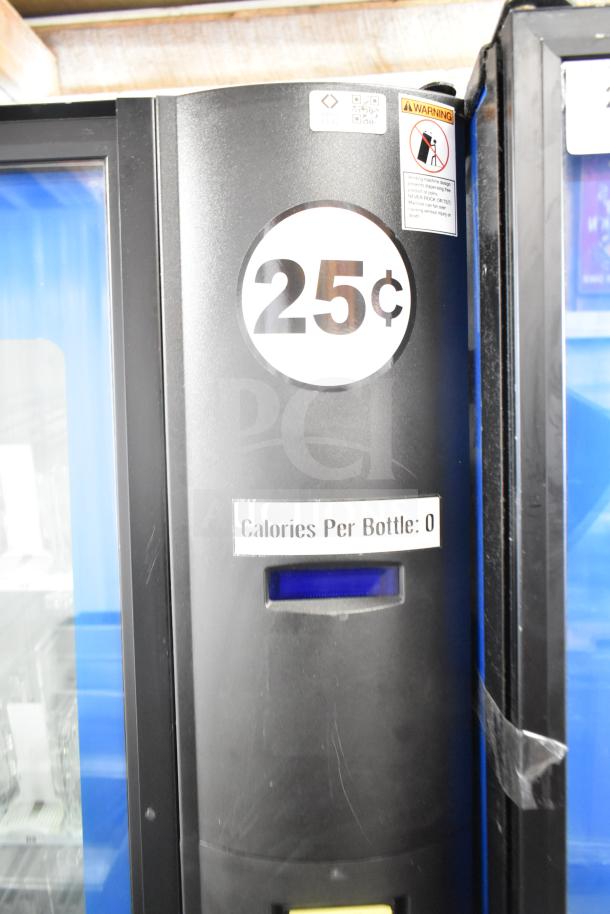Crane 5800-4 vending machine for bottled drinks with bill acceptor, 115V, excellent condition, tested and working.