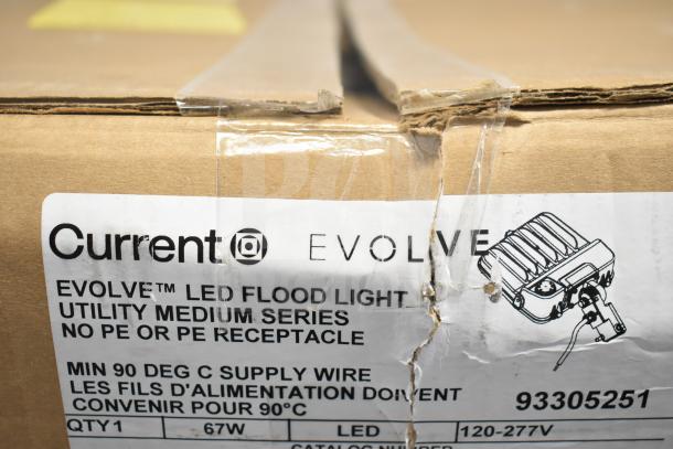 Original box for 13 Current Evolve LED Flood Lights, Utility Medium Series, 67W, 120-277V, Catalog #93305251.