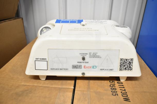 5 DualLite LED emergency lights, white, test button, EasyID label, replace battery indicator, gently used condition.