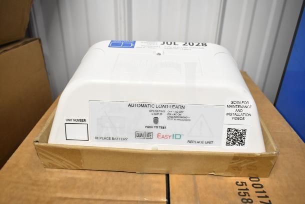 5 DualLite LED emergency lights in box, features EasyID, automatic load learn, maintenance QR code, new condition.