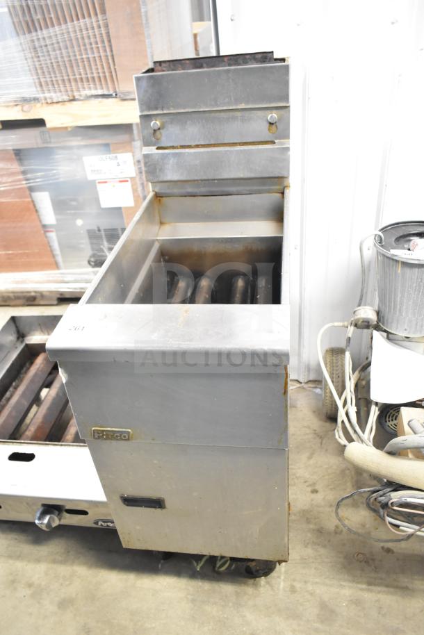 Pitco Frialator SG14 commercial deep fryer, natural gas, 110,000 BTU, floor style, showing moderate wear.