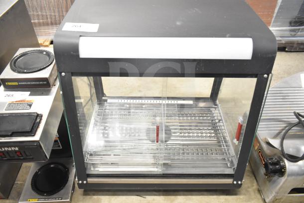 2022 Commercial Countertop Food Warmer Display Merchandiser, 110 Volts, 1 Phase, with clear glass panels and two sliding doors.