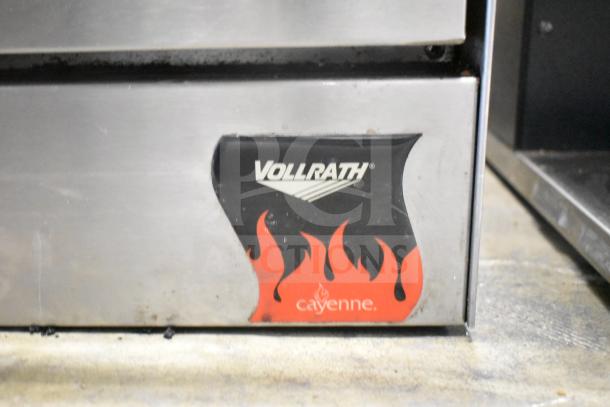Vollrath Cayenne COA 8005 40702 countertop convection oven, 230V, 1 phase. Features brand logo and flame design.