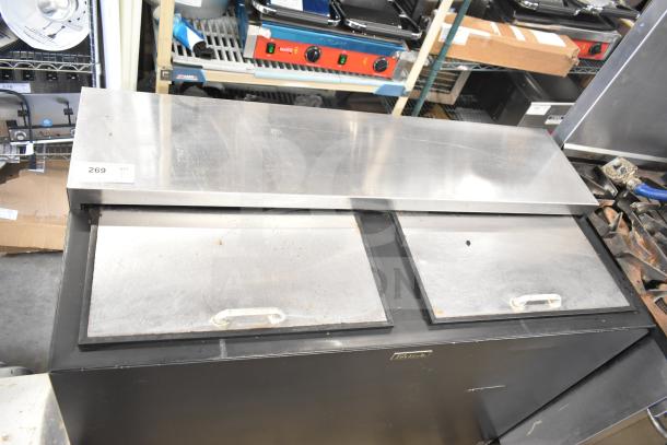 Perlick BC48 commercial back bar bottle cooler with 2 sliding lids, stainless steel finish, 115 volts, model BC48.