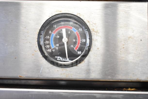 True T-23 commercial cooler thermostat, dial marked with temperature range, features True branding.